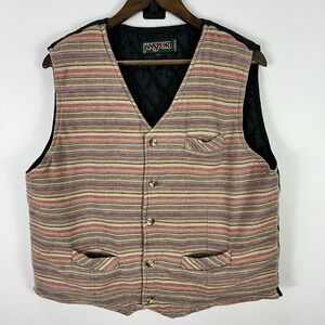 Vintage 90s Jansports Vest Men Large Mixed Media Quilted Earthy Outdoors Granola